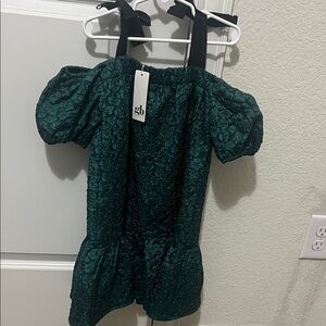 GB Girls Teal Floral Textured Dress